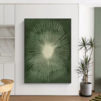 Green Sunburst Design Abstract Painting with Radiant Symmetry WINK267