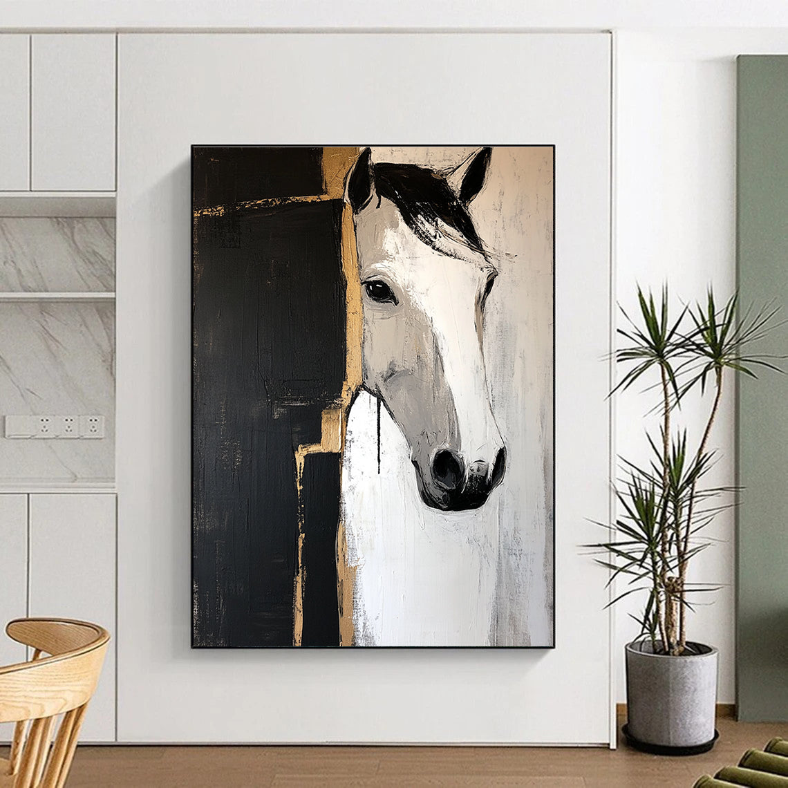 Horse Head Abstract - Stylized Equestrian Abstract Painting GAB0648