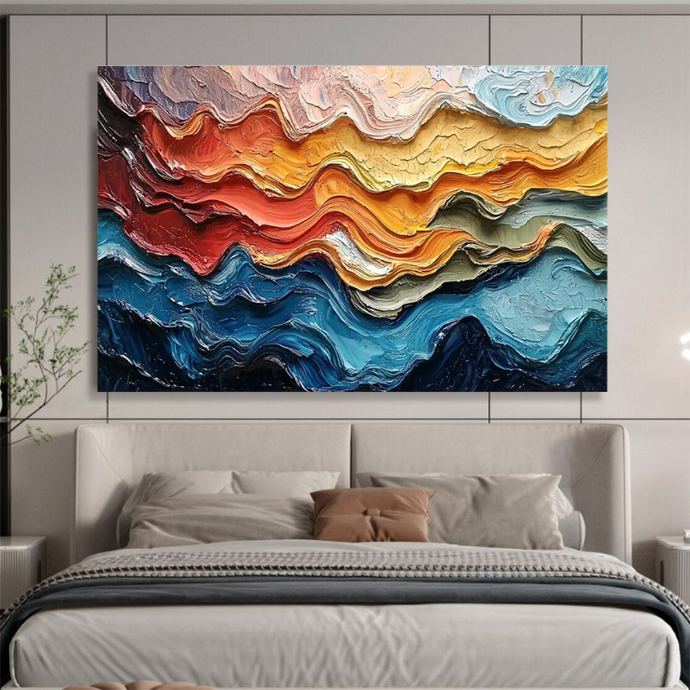 Colorful Wave Abstract Painting for Modern Beach Resorts YHT292