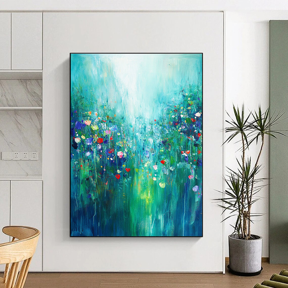 Wildflower Meadow Abstract Painting for Cheerful Dining GAB0746