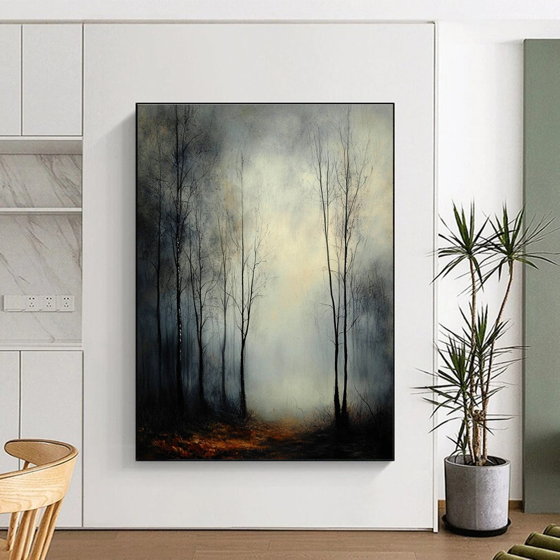 Misty Forest Path Enigmatic Landscape Abstract Painting GAB0238