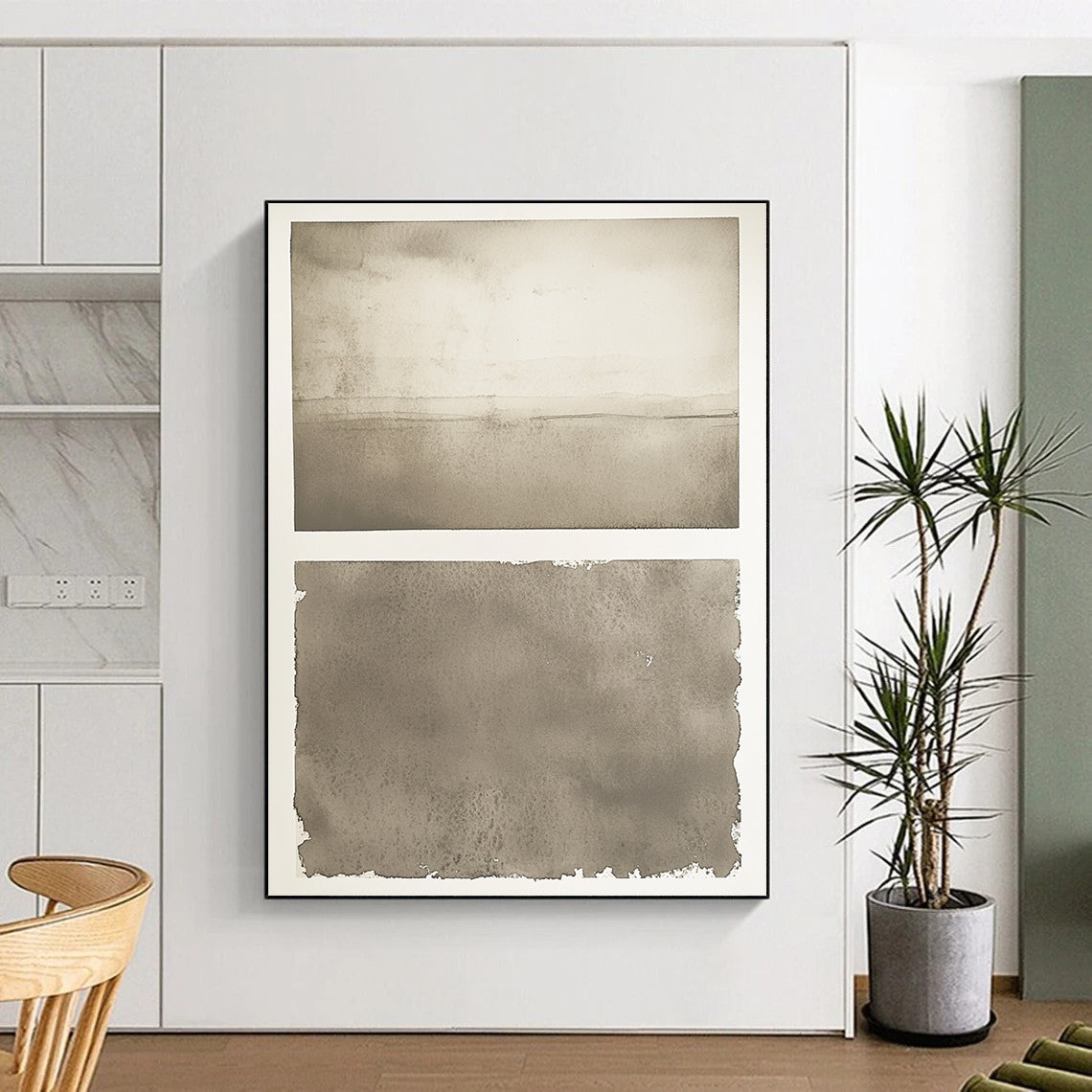 Monochrome Watercolor Subtle Abstract Painting for Serene Spaces GAB1502