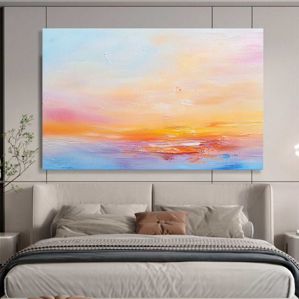 Pastel Sunset Abstract Painting with Dreamy Warmth ABS440