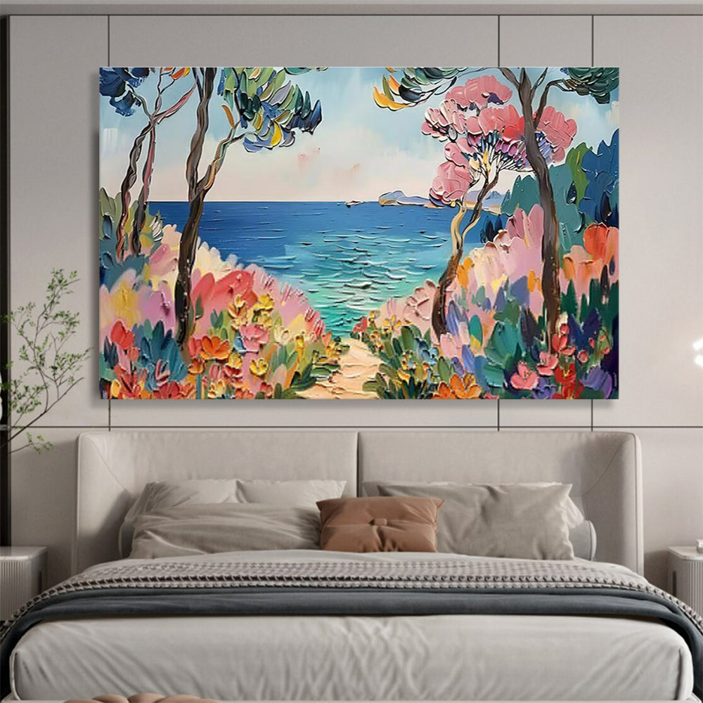 Coastal Path Abstract Painting for Beach House Bedrooms YHT423