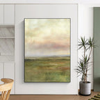 Green Field with Figure - Serene Landscape Watercolor Art GAB0390