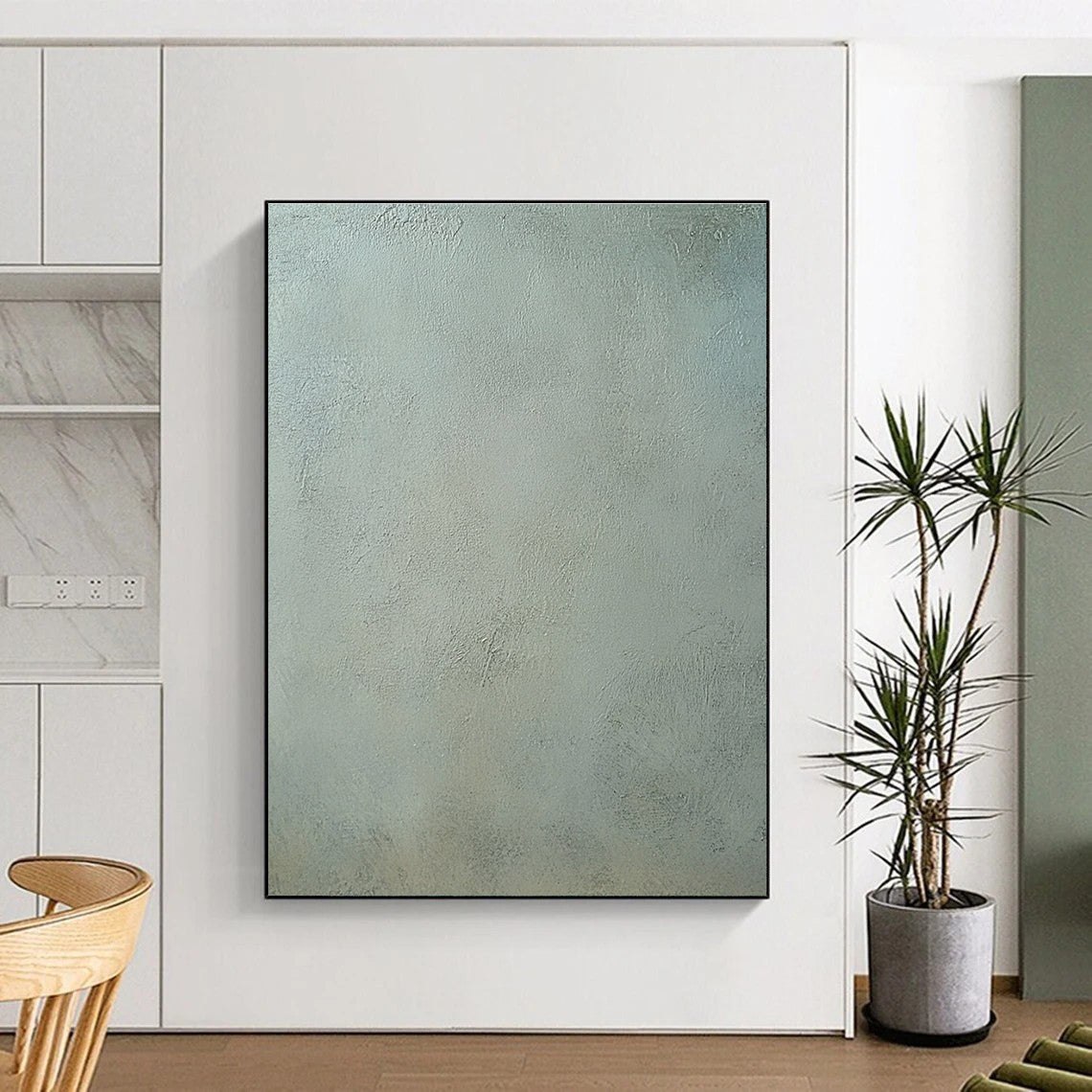 Light Green Textured Surface Abstract Painting with Subtle Freshness WINK100