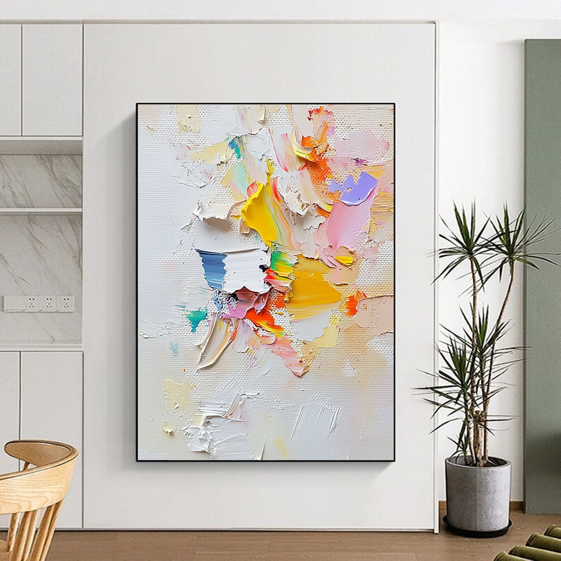 Textured Color Burst Abstract Painting with Playful Energy WINK583