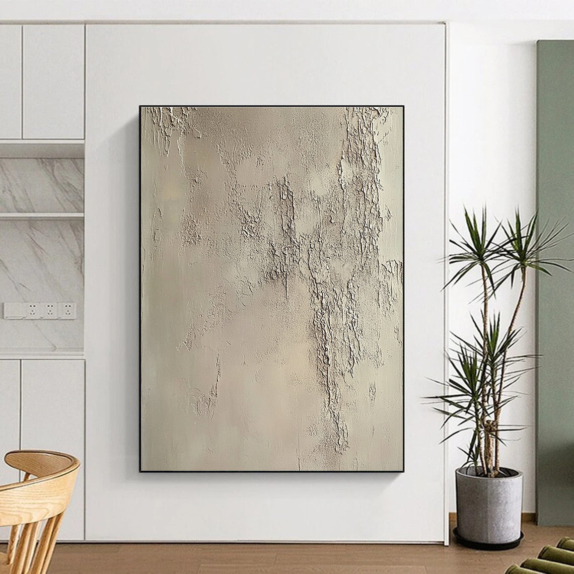 Textured Beige Plaster Abstract Painting with Raw Authenticity WINK271