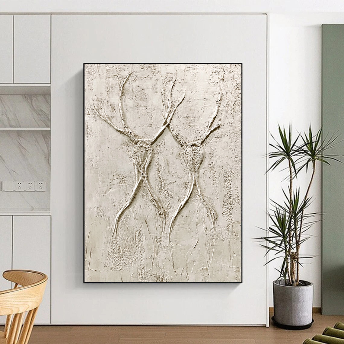 Textured Antler Forms Abstract Painting of Natural Textures GAB0112