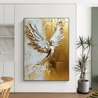 Golden Angel Winged Figure - Spiritual Textured Abstract Art GAB0434