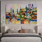 Colorful Cityscape Abstract Painting for Urban Loft Apartments YHT285