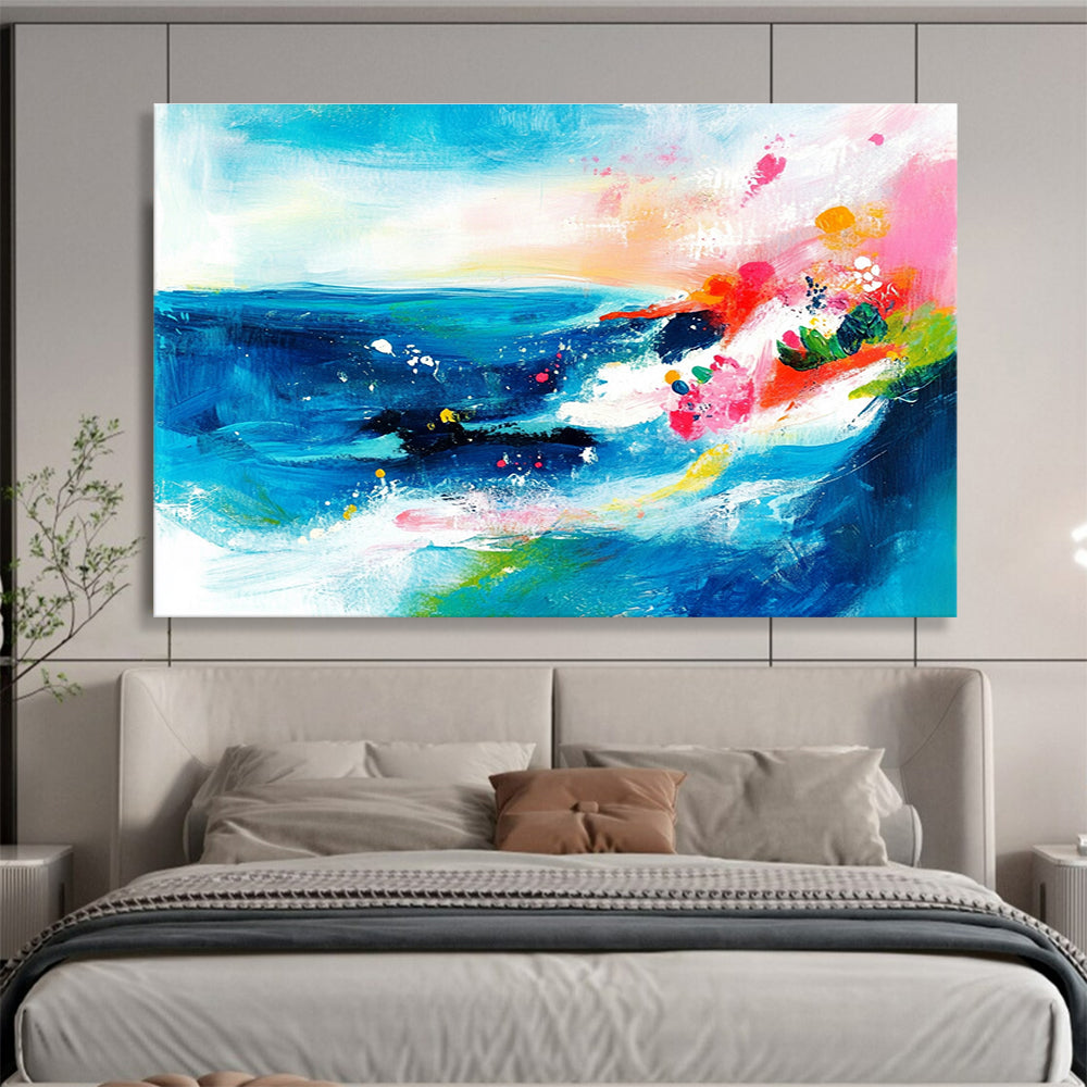 Colorful Sea and Sky Abstract Painting with Vivid, Expressive Brushstrokes ABS521
