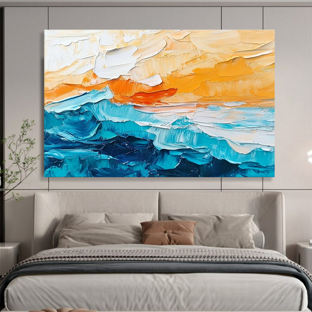 Sea and Sky Textured Abstract Painting with Bold Brushstrokes ABS291