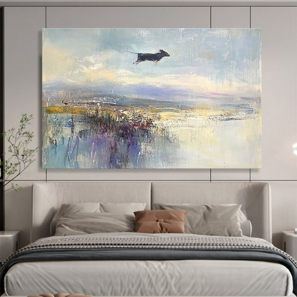Dog Jumping in Landscape  Whimsical Freedom ABS076