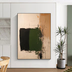 Green Black Abstract Painting with Bold Contrast WINK776