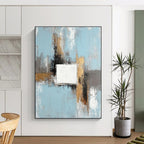 Blue Gold Gray Abstract Painting with Modern Sophistication WINK555