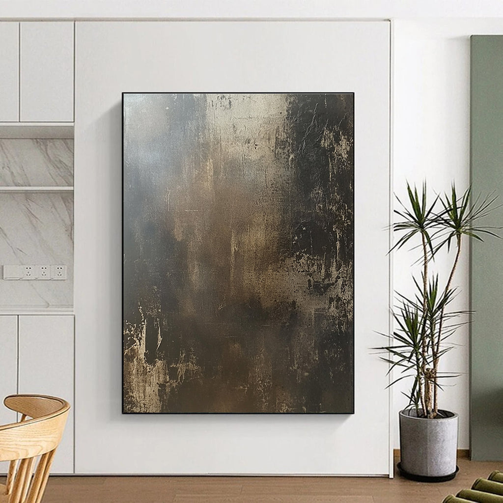 Dark Tonal Abstract Painting with Mysterious Depth WINK253