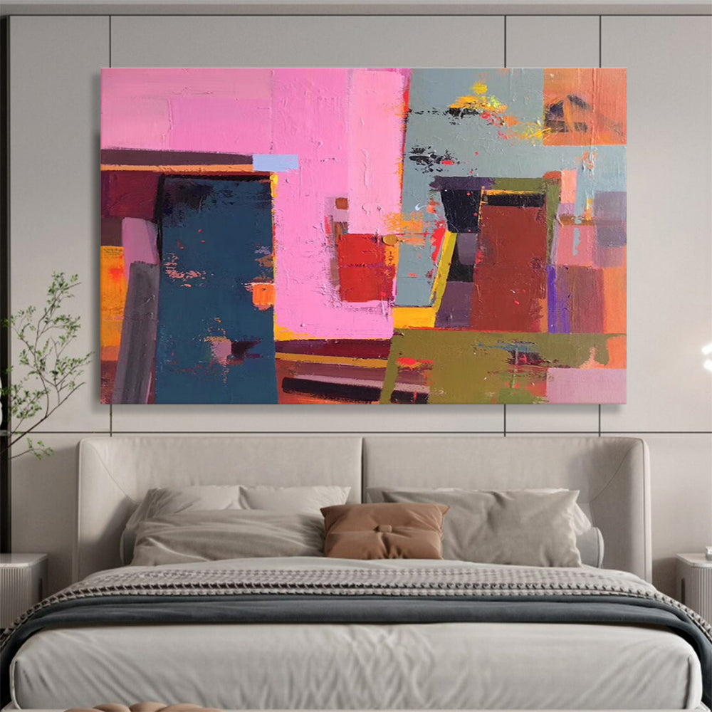 Colorful Geometric Abstract Painting for Vibrant Spaces YHT003