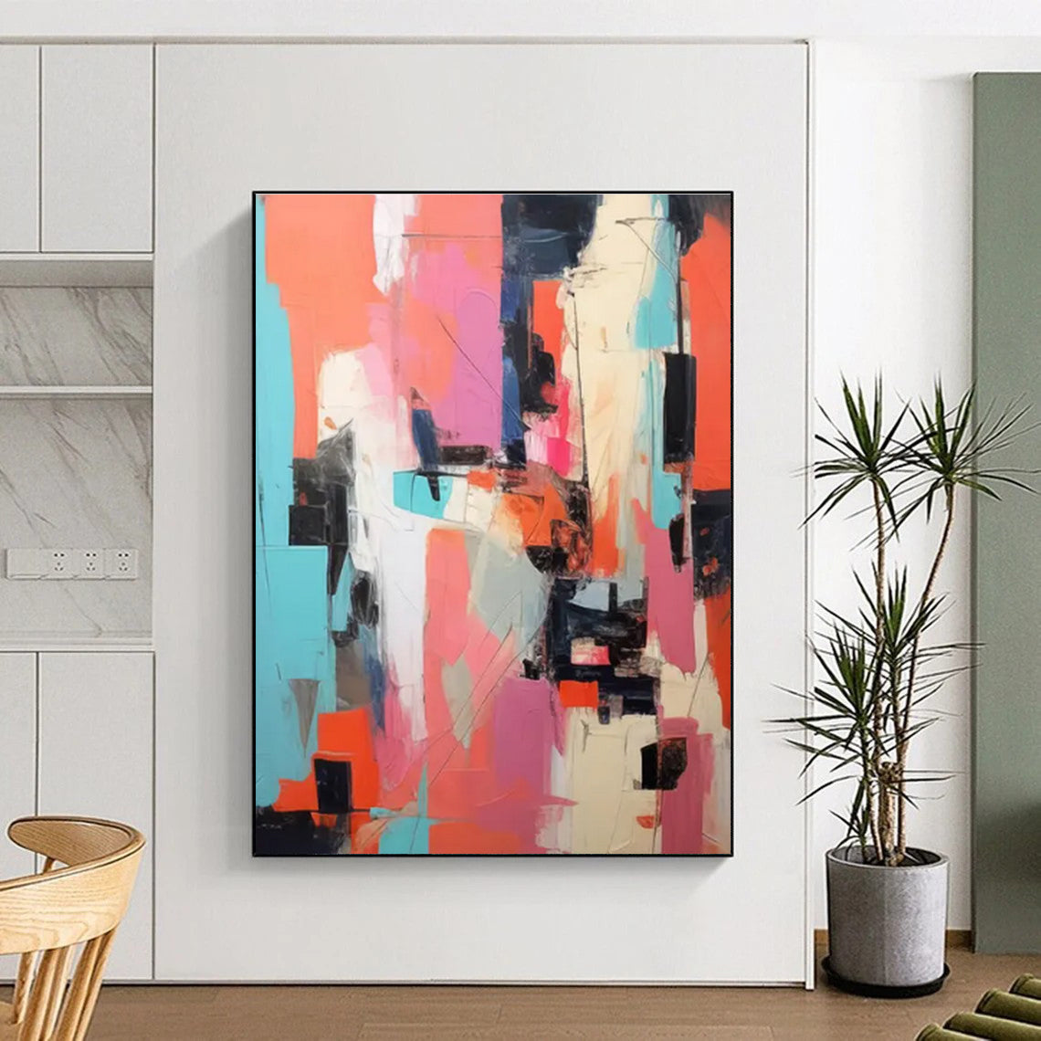 Colorful Geometric Abstract Painting for Creative Workspaces HENG127