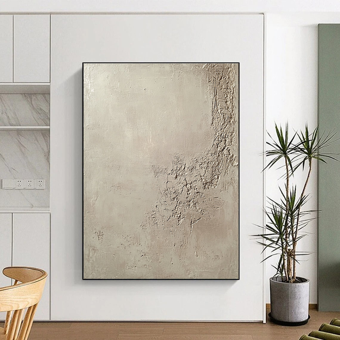 Textured Beige Canvas Minimalist Abstract Painting GAB0355