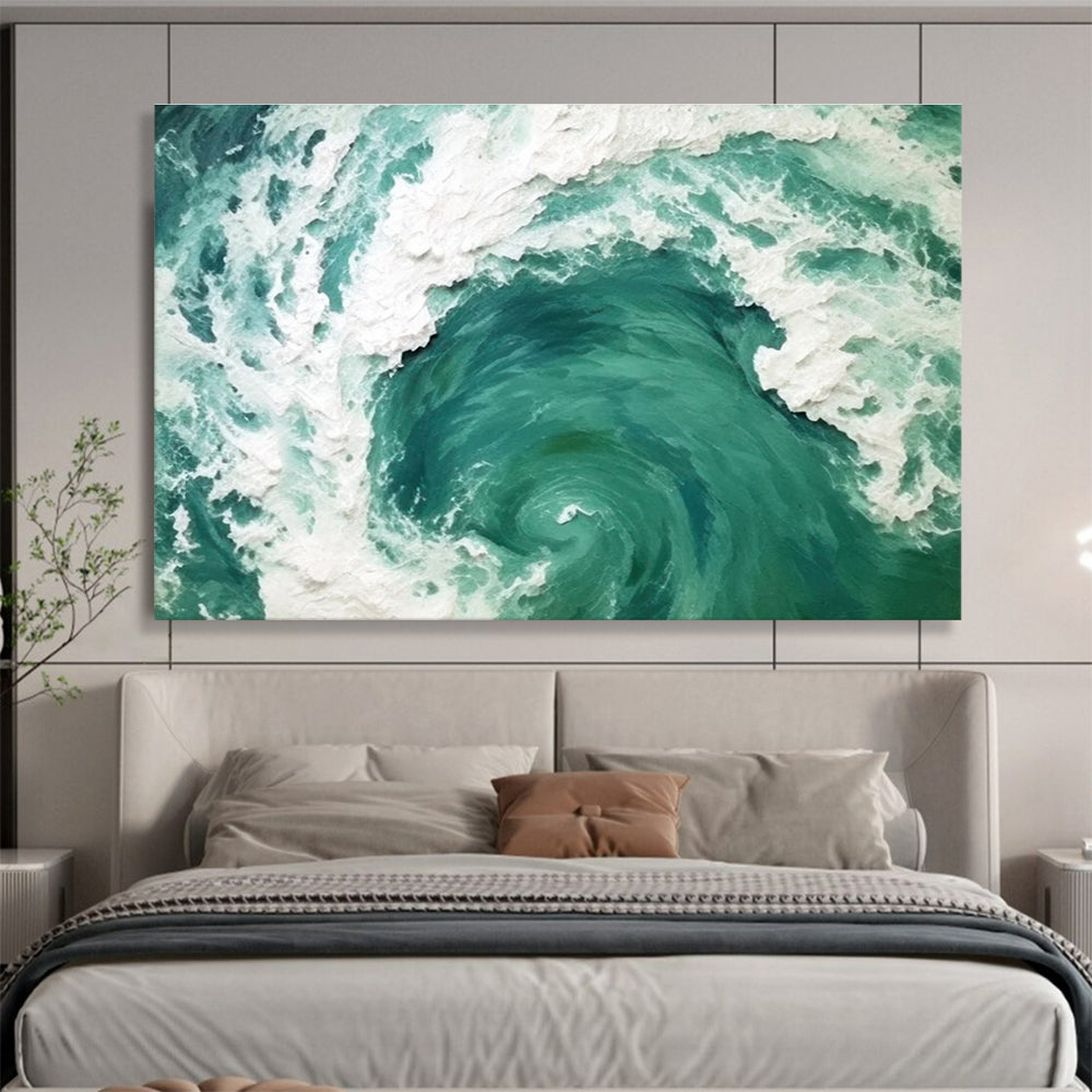 Turbulent Sea Abstract Painting for Dynamic Interiors YHT063