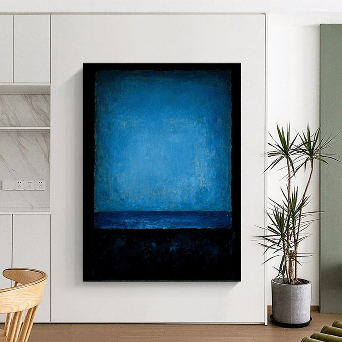 Deep Blue Monochrome Abstract Painting with Quiet Intensity WINK224