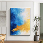 Blue - Gold Abstract Gradient Painting with Subtle Radiance WINK376