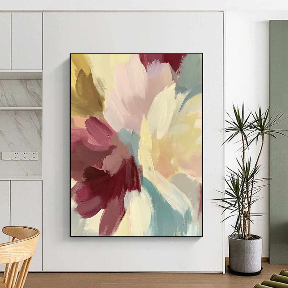 Colorful Abstract Flowers Painting with Cheerful Blooms WINK413