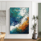 Textured Blue and Orange Abstract Painting for Artistic Living Rooms GAB0784