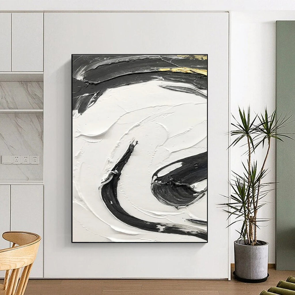 Gray - Brown Abstract Landscape Painting for Serene Home Offices HENG378