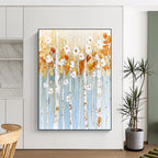 Floral Birch Tree Abstract Painting for Feminine Boudoirs GAB0754