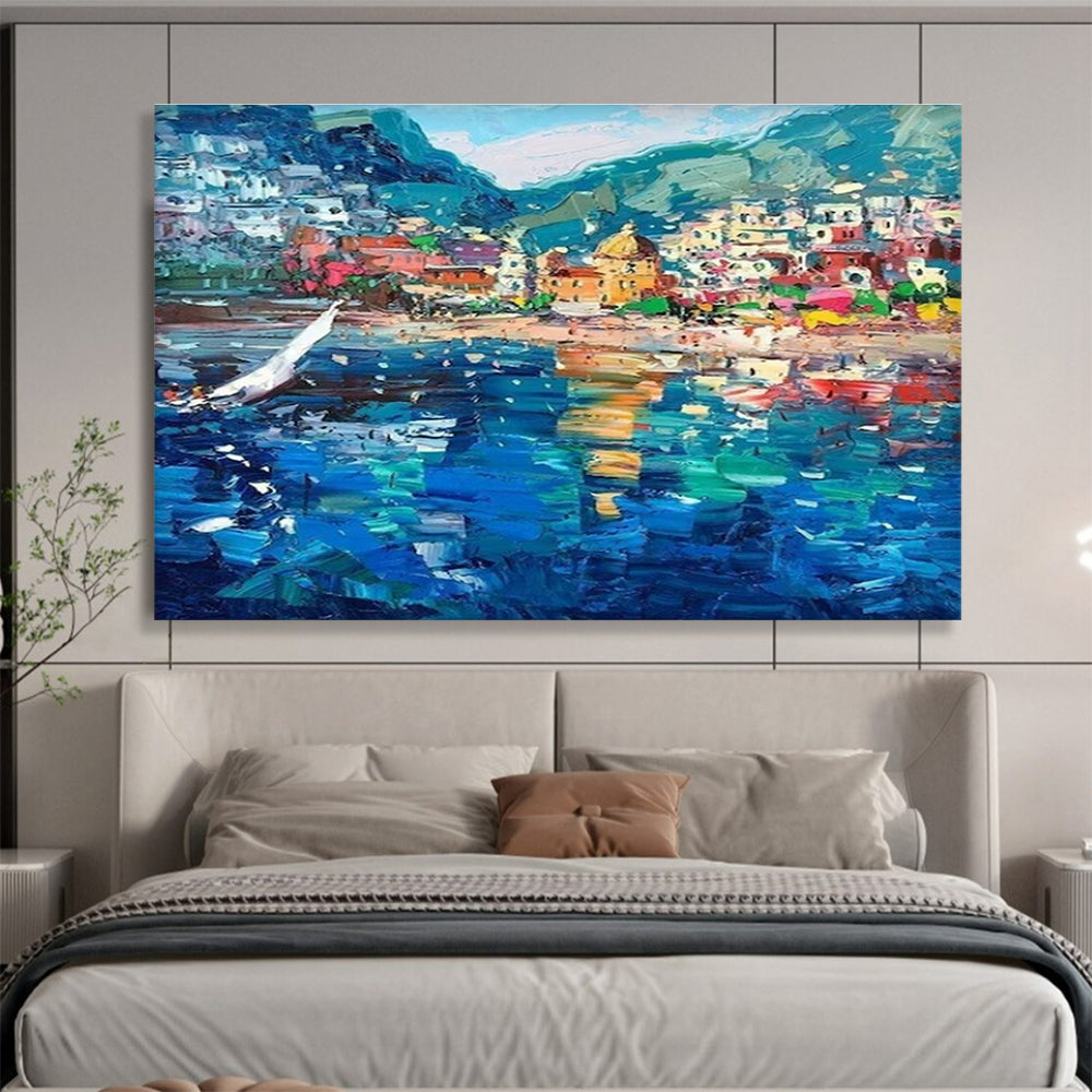 Colorful Coastal Abstract Painting for Nautical - Themed Bars YHT426