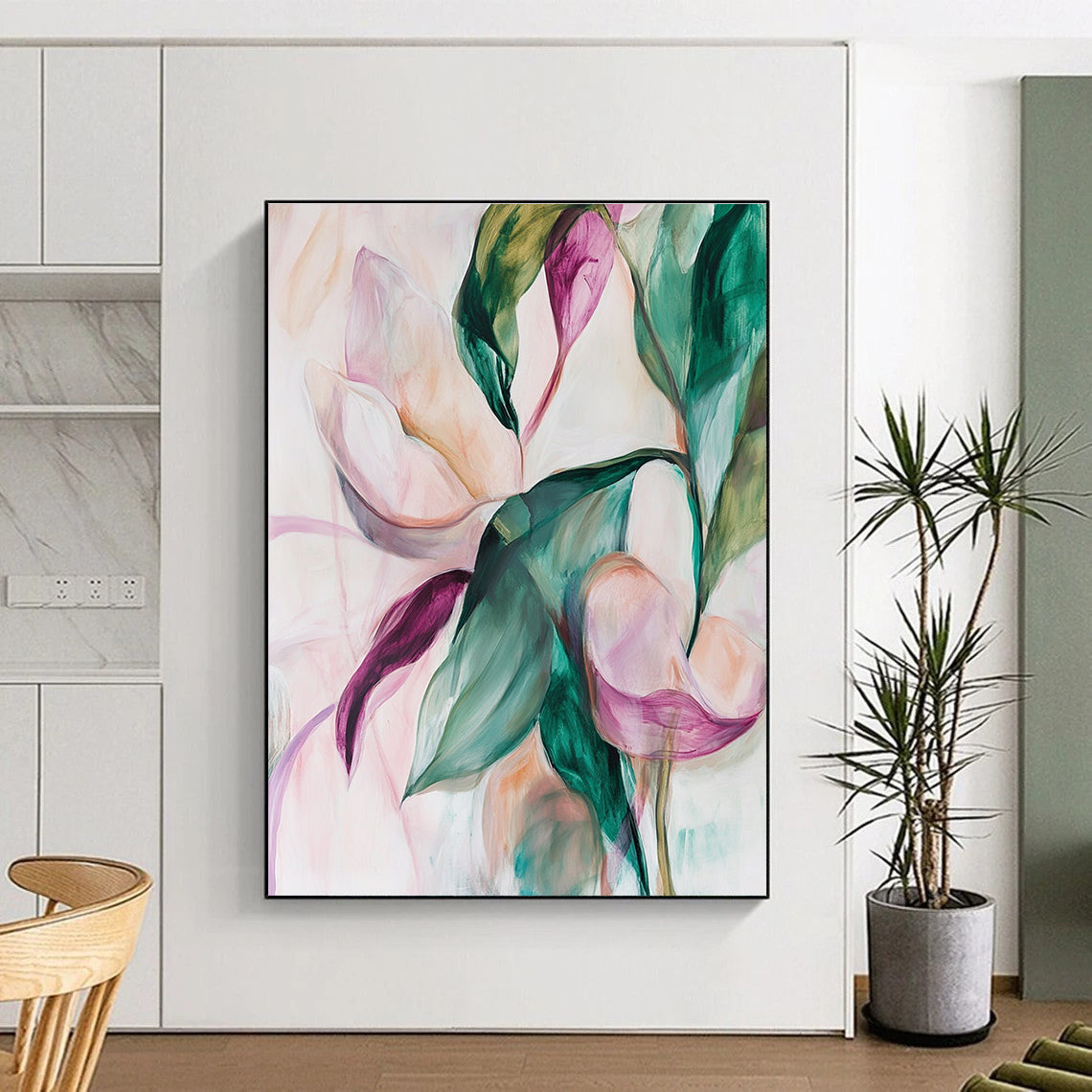 Soft Floral Abstract Painting for Romantic Bedrooms GAB0774