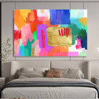 Colorful Gold - Accented Abstract Painting with Vibrant, Playful Energy ABS455