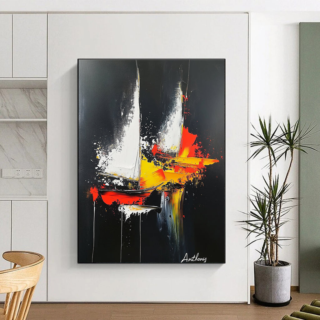 Abstract Sailboats Painting for Nautical - Themed Home Offices GAB1234