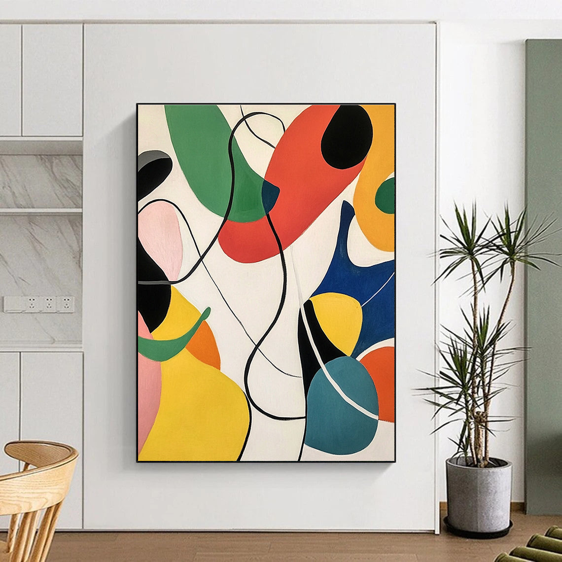 Colorful Curved Shapes Abstract Painting for Creative Studio Spaces GAB1355