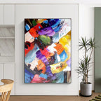 Colorful Geometric Abstract Painting for Modern Office Lounges HENG416