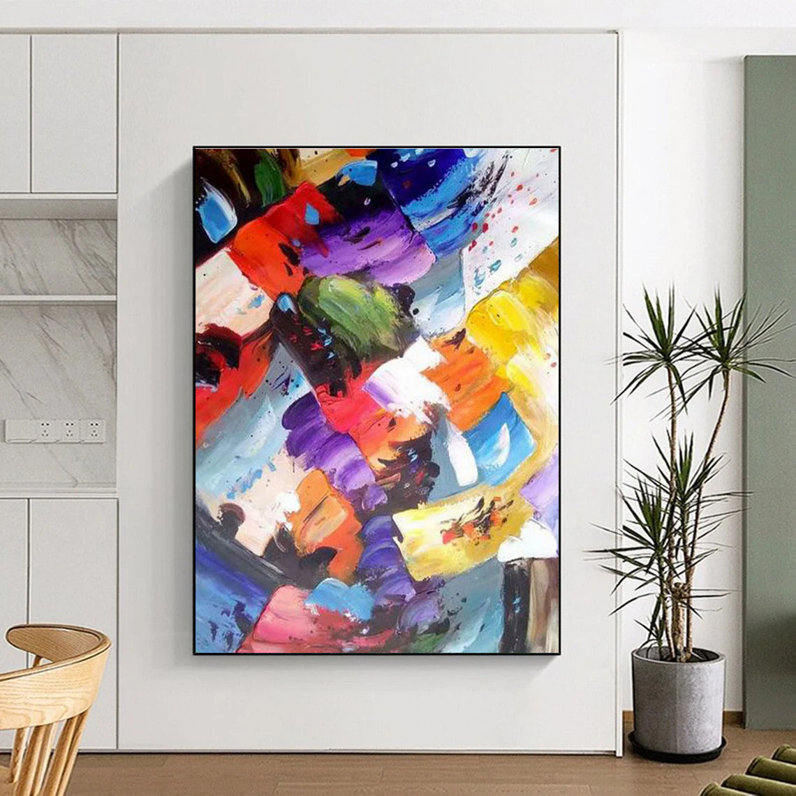 Colorful Geometric Abstract Painting for Modern Office Lounges HENG416