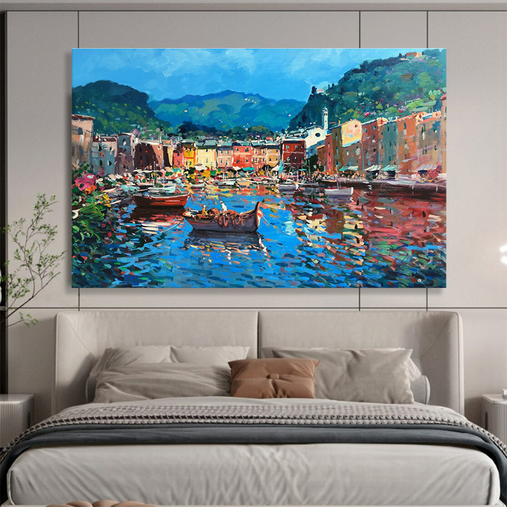 Harbor Town Abstract Painting for Nautical - Themed Bars YHT459