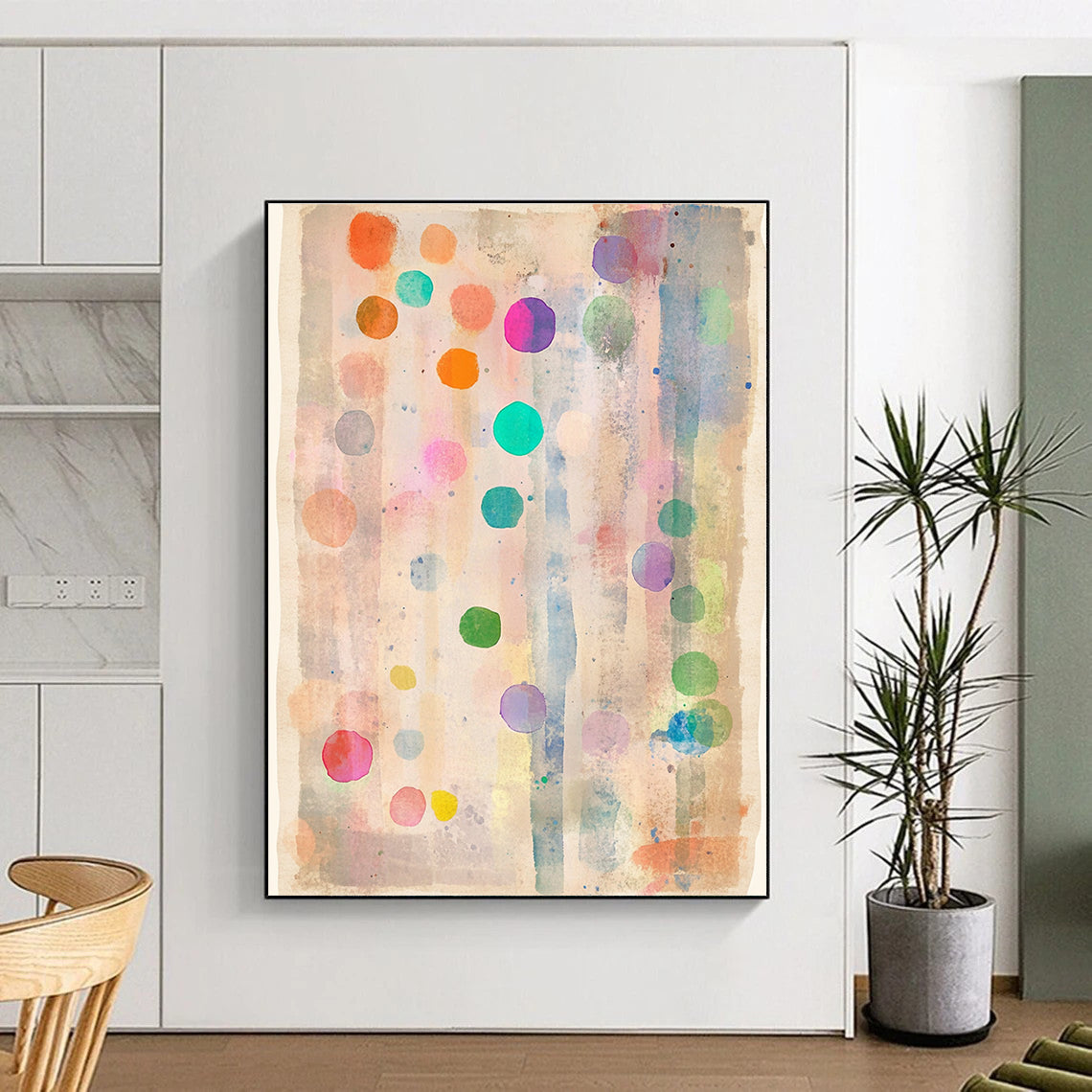 Colorful Dots Watercolor Abstract Painting of Playful Spots GAB0122