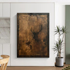 Vintage Deer Silhouette Mixed - Media Abstract Painting for Rustic - Style Cafes HENG475