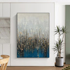 Gray - Blue - Gold Abstract Painting for Luxury Living Rooms HENG406