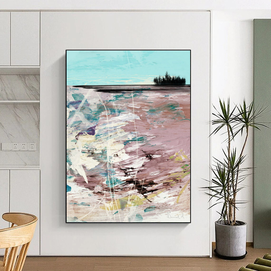 Pastel - Toned Landscape Abstract Painting for Romantic Bed and Breakfasts HENG198