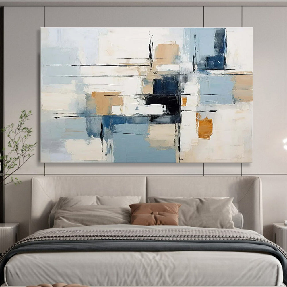 Soft Color Block Abstract Painting for Calm Interiors YHT091
