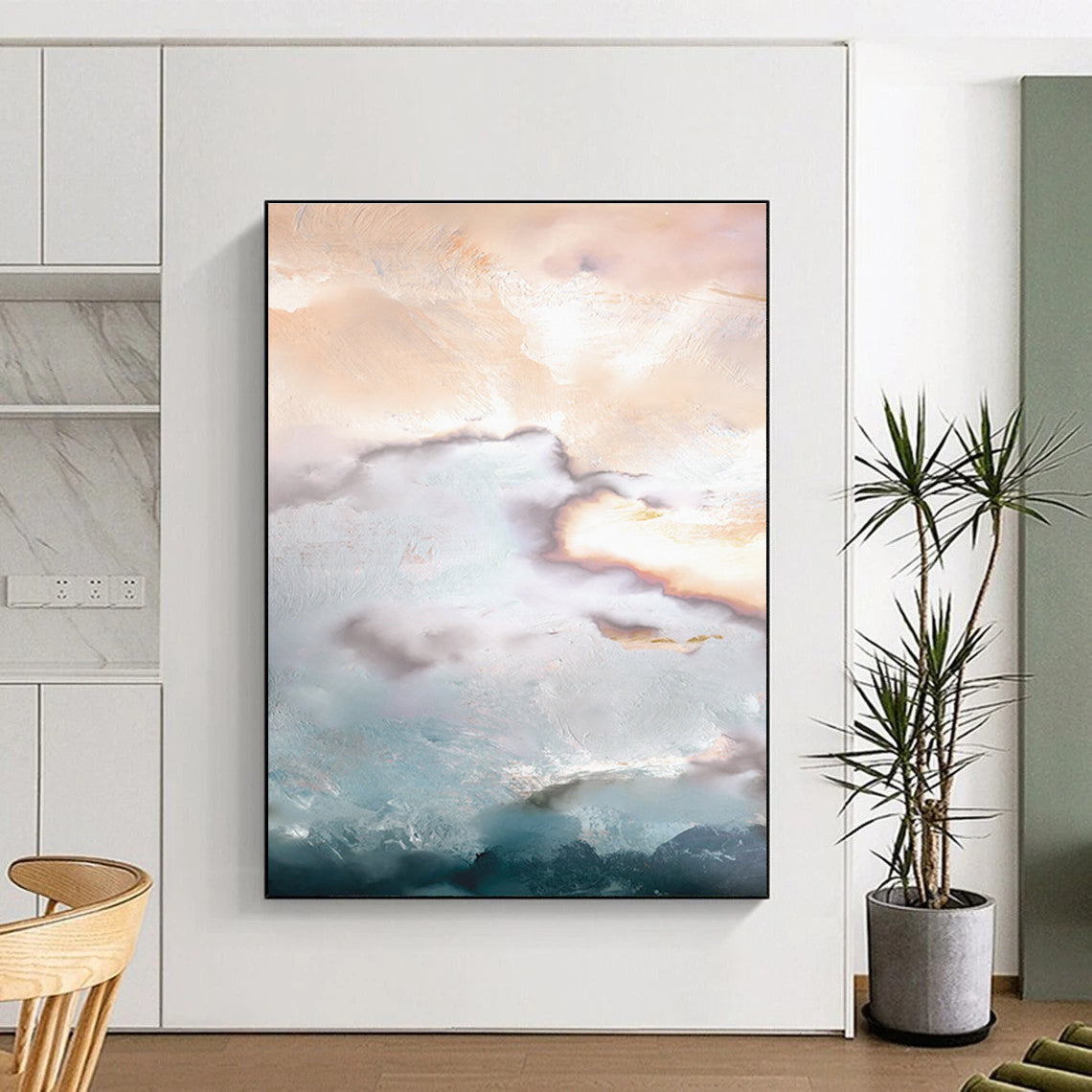 Dreamy Cloudscape Abstract Painting for Boho - Chic Living Rooms HENG165
