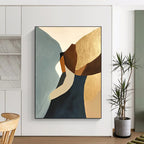 Gold - Accented Abstract Shapes Painting for Sophisticated Living Spaces GAB1160
