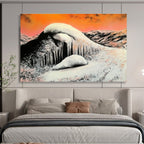 Snowy Mountain with Icicles: Stark Winter Beauty Abstract Painting ABS160