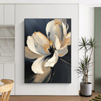 Textured Flower Abstract Painting with Gold Details GAB0707
