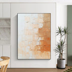 Beige - Textured Abstract Painting with Patchwork Design WINK864