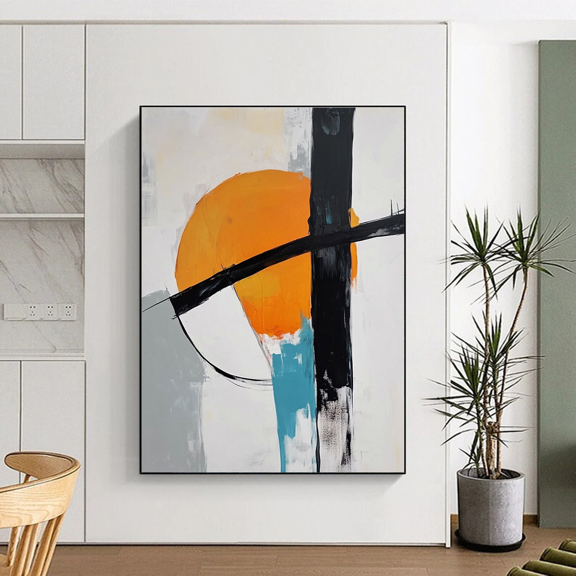 Orange Black Abstract Painting with Bold Statements WINK697